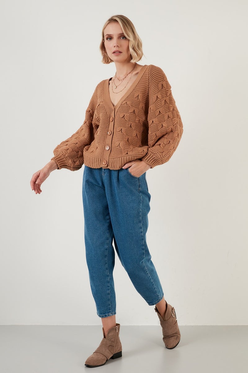 Lela V Neck Buttoned Knitted Sweater Women's Cardigan 6310007 - Image 4