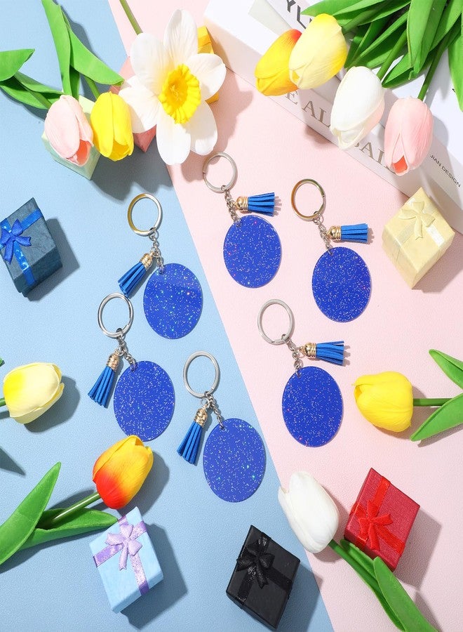 سوريو مجموعة من 20 سلسلة مفاتيح أكريليك فارغة مع حلقات مفاتيح من Sureio، 20 قطعة، 1.97 بوصة، قطع أكريليك لامعة، 20 قطعة من شرابات سلسلة المفاتيح DIY (أزرق، لامع) - Image 4