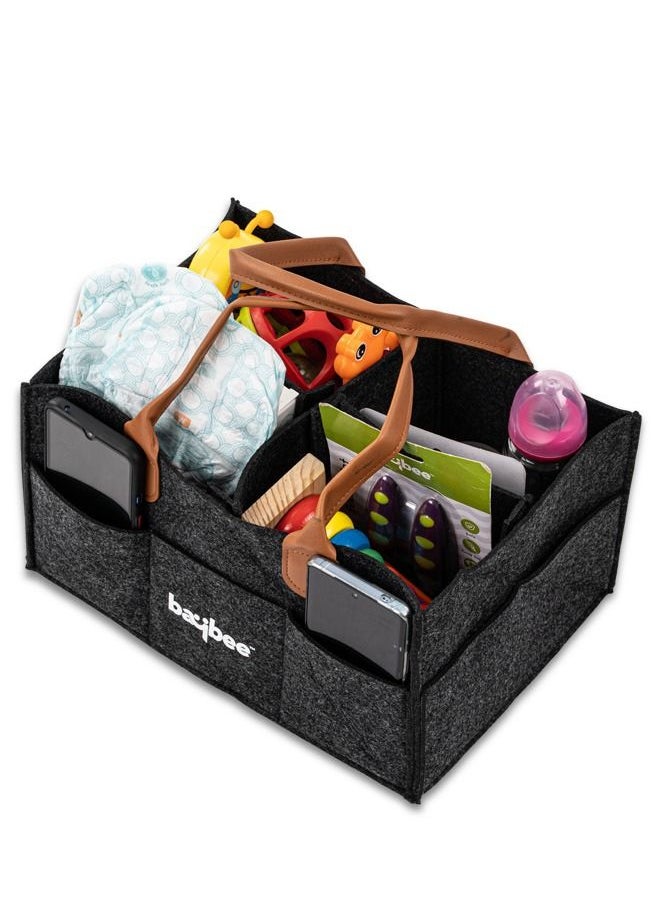 BAYBEE - Baby Diaper Caddy Organizer Baby Diaper Bag For Mother Baby Diaper Bags For Travelling Diaper Bags For Mothers Caddy Diaper Organizer Baby Products Black - Image 1