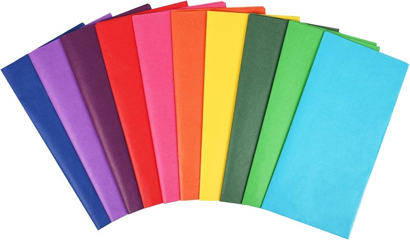 Simetufy 60 Sheets Rainbow Colored Tissue Paper for Gift Bags, 10 Bold Colors, 20 x 20 Inch - Image 1