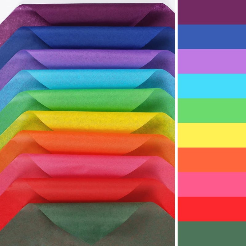 Simetufy 60 Sheets Rainbow Colored Tissue Paper for Gift Bags, 10 Bold Colors, 20 x 20 Inch - Image 5