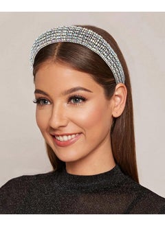 Wecoe 1Pc Rhinestone Headband Women Girls Thick Padded Headband Bling Glitter Sparkly Ab Rhinestone Diamond Headband Fashion Head Band Holiday Formal Hair Accessories For Women Girls Gifts  - Image 4