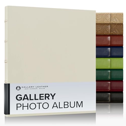 Gallery Leather Photo Album 4x6 Pictures with Slip-In Pockets & Writing Space – Holds up to 120 Photos, Ring Bound, Made in USA – Freeport Ivory - 11.75" x 10.5" - Image 1