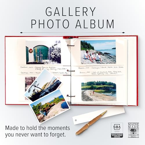 Gallery Leather Photo Album 4x6 Pictures with Slip-In Pockets & Writing Space – Holds up to 120 Photos, Ring Bound, Made in USA – Freeport Ivory - 11.75" x 10.5" - Image 3