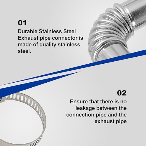 TORDXICS 2pcs Stainless Steel 25mm Parking Air Heater Exhaust Pipe Tube Elbow Connector,Diesel Heater Exhaust Pipe with 4 Clamps for Clamp Compatible with Webasto Eberspacher Diesel Air Heater - Image 5