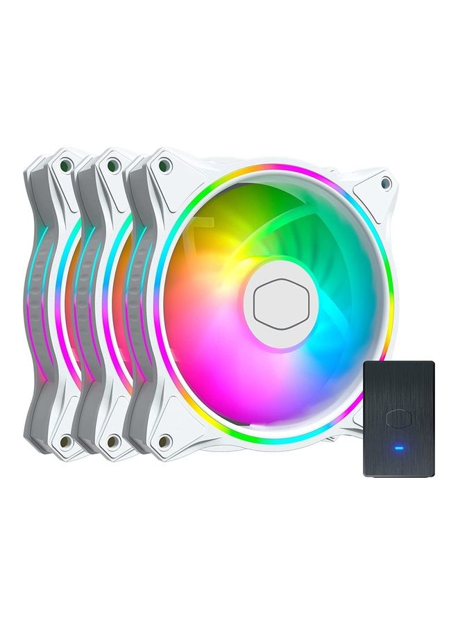كولر ماستر Master Fan Mf120 Halo 3 في 1 مراوح ثنائية حلقة Argb إضاءة قابلة للتخصيص 120 مم Pwm ضغط ثابت Argb رأس موسع لحقيبة الكمبيوتر السائل ومبرد الهواء - Image 1