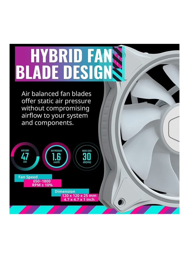 كولر ماستر Master Fan Mf120 Halo 3 في 1 مراوح ثنائية حلقة Argb إضاءة قابلة للتخصيص 120 مم Pwm ضغط ثابت Argb رأس موسع لحقيبة الكمبيوتر السائل ومبرد الهواء - Image 3