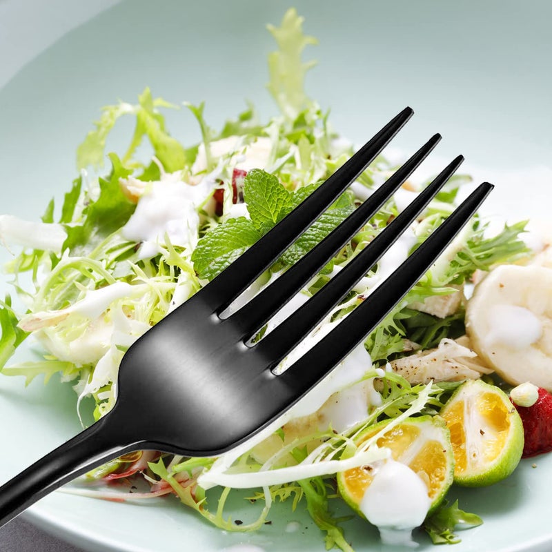 Scent Time Black Spoons and Forks Set, Set of 16 Top Food Grade Stainless Steel Forks and Spoons Silverware Set, Kitchen Accessories Cutlery Set, Mirror Finish - Image 4