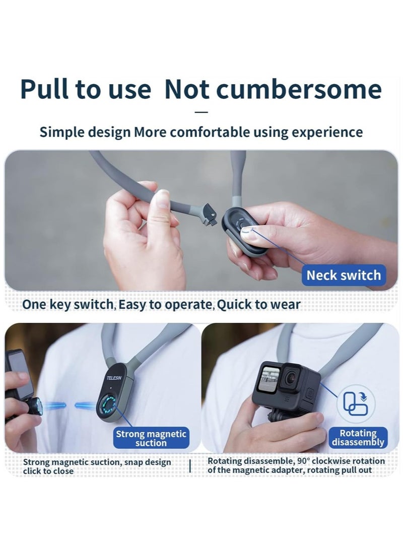 تيليسن مناسب لكاميرا GoPro Insta360 DJI Action Sports Camera Vlog حامل تثبيت مغناطيسي للرقبة للكاميرا الرياضية - Image 5