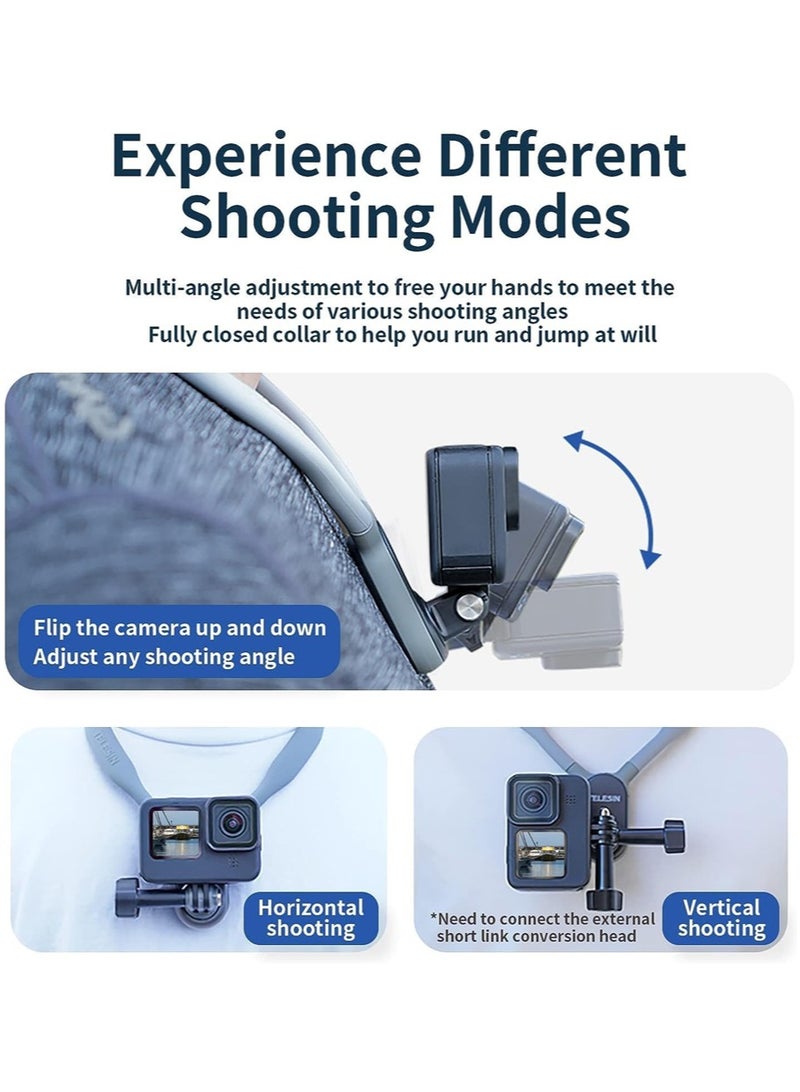 تيليسن مناسب لكاميرا GoPro Insta360 DJI Action Sports Camera Vlog حامل تثبيت مغناطيسي للرقبة للكاميرا الرياضية - Image 3