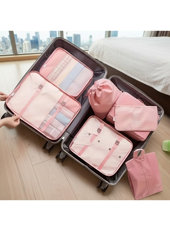 مجموعة مكعبات تعبئة السفر مكونة من 7 قطع - منظمات أمتعة متينة مزودة بسحابات شديدة التحمل للملابس والأحذية وأدوات النظافة الشخصية والأغراض الأساسية - حقائب تخزين سفر متعددة الأحجام للحقائب المنزلية والنادي الرياضي ورحلات العمل - هدية مثالية للرجال والنساء - Image 2