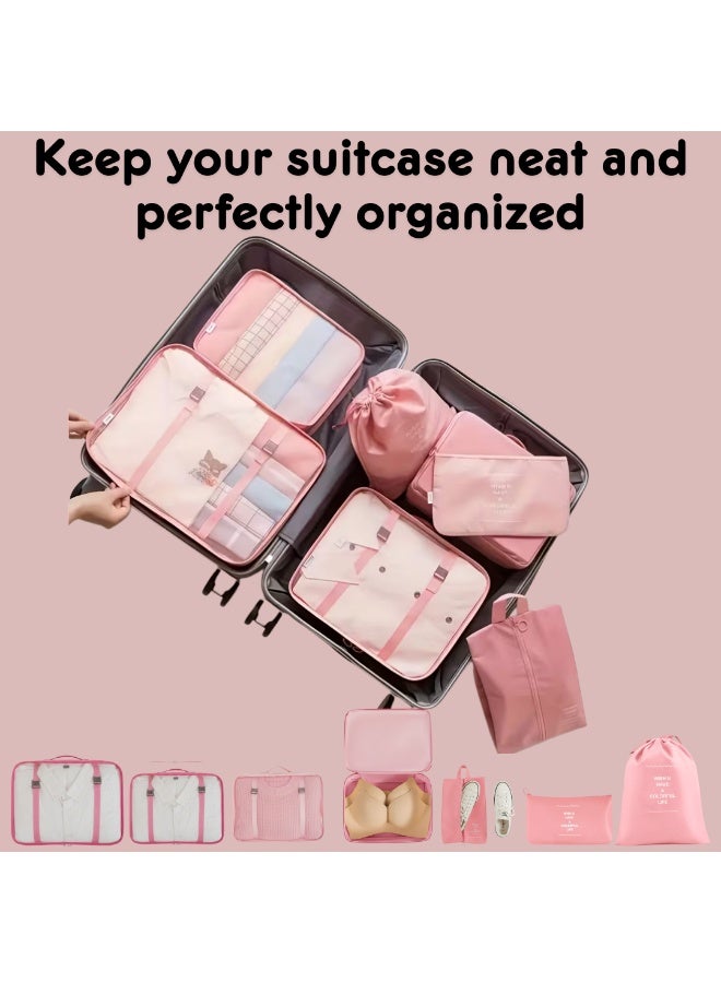 مجموعة مكعبات تعبئة السفر مكونة من 7 قطع - منظمات أمتعة متينة مزودة بسحابات شديدة التحمل للملابس والأحذية وأدوات النظافة الشخصية والأغراض الأساسية - حقائب تخزين سفر متعددة الأحجام للحقائب المنزلية والنادي الرياضي ورحلات العمل - هدية مثالية للرجال والنساء - Image 3