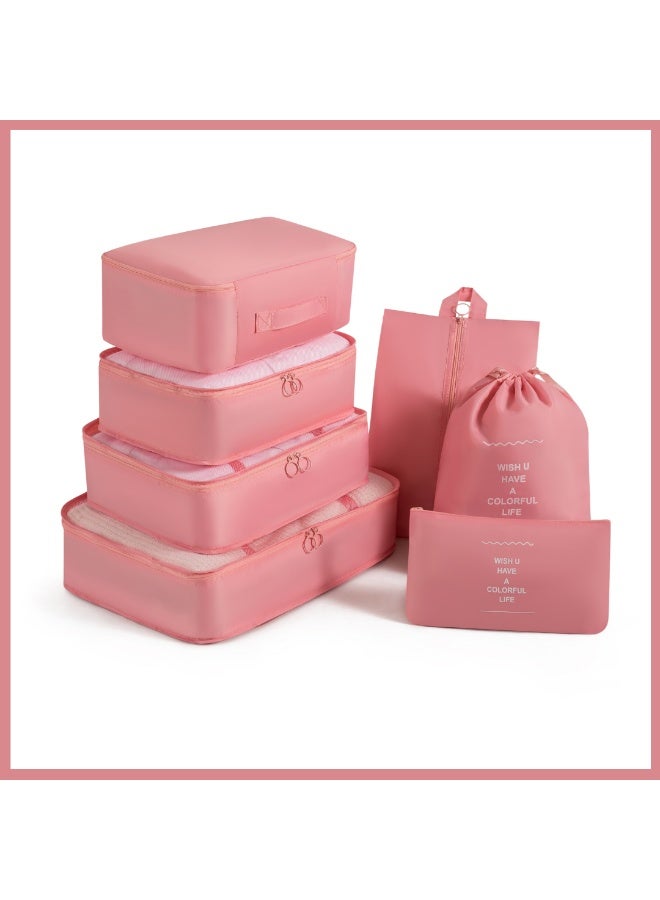 مجموعة مكعبات تعبئة السفر مكونة من 7 قطع - منظمات أمتعة متينة مزودة بسحابات شديدة التحمل للملابس والأحذية وأدوات النظافة الشخصية والأغراض الأساسية - حقائب تخزين سفر متعددة الأحجام للحقائب المنزلية والنادي الرياضي ورحلات العمل - هدية مثالية للرجال والنساء - Image 1