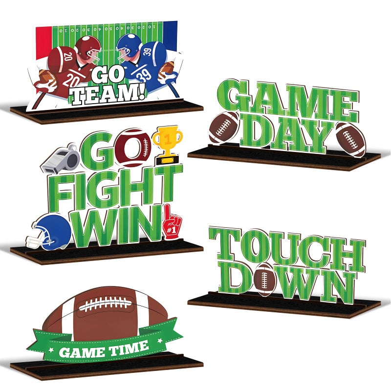 KSKSPE 5 PCS KSKSPE Football Party Decorations Table CenterpiecesFootball Theme Design and Sturdy Wooden for Football Party Favors Decorations Supplies - Image 3