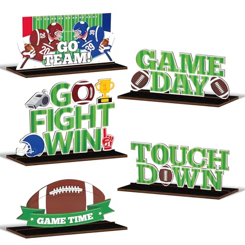 KSKSPE 5 PCS KSKSPE Football Party Decorations Table CenterpiecesFootball Theme Design and Sturdy Wooden for Football Party Favors Decorations Supplies - Image 1