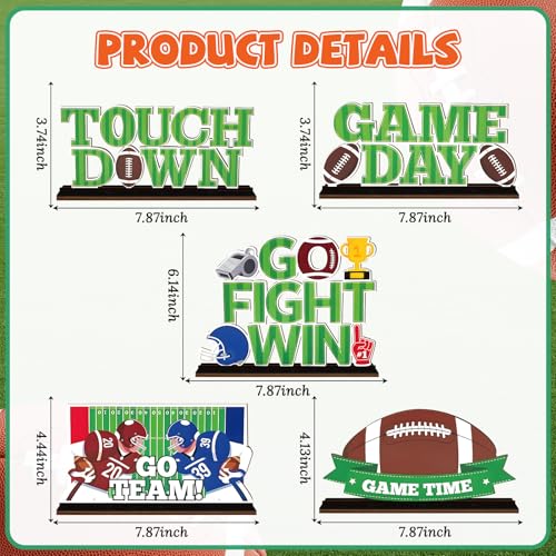 KSKSPE 5 PCS KSKSPE Football Party Decorations Table CenterpiecesFootball Theme Design and Sturdy Wooden for Football Party Favors Decorations Supplies - Image 5