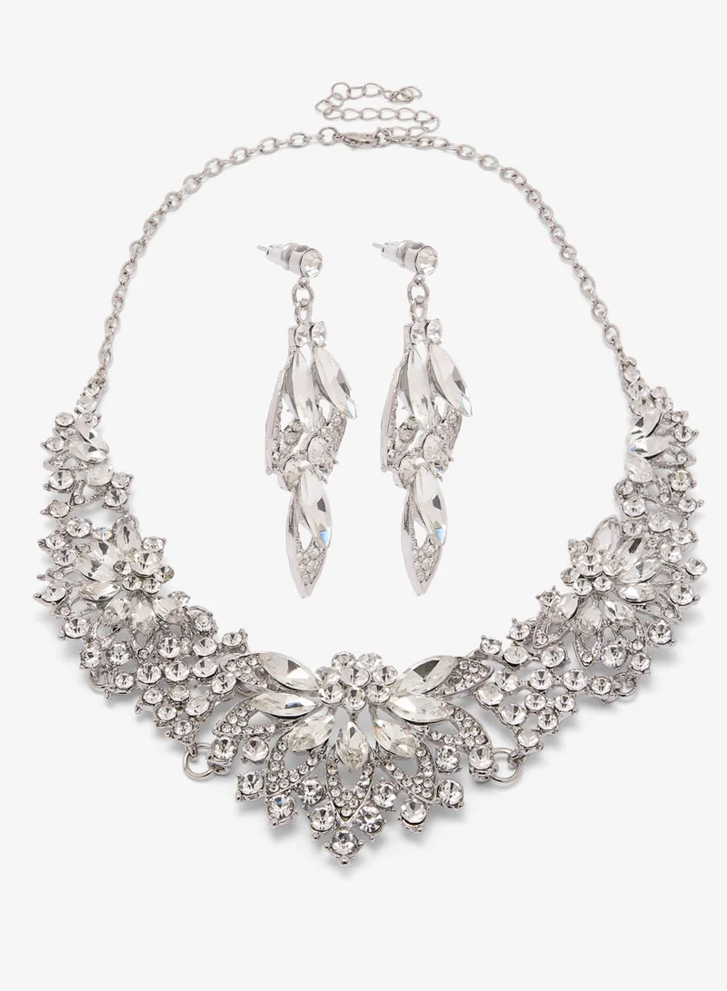 Khizana Rhinestone Diamonte Necklace and Earing Set