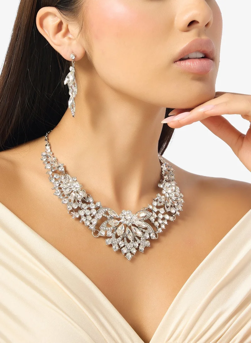 Khizana Rhinestone Diamonte Necklace and Earing Set