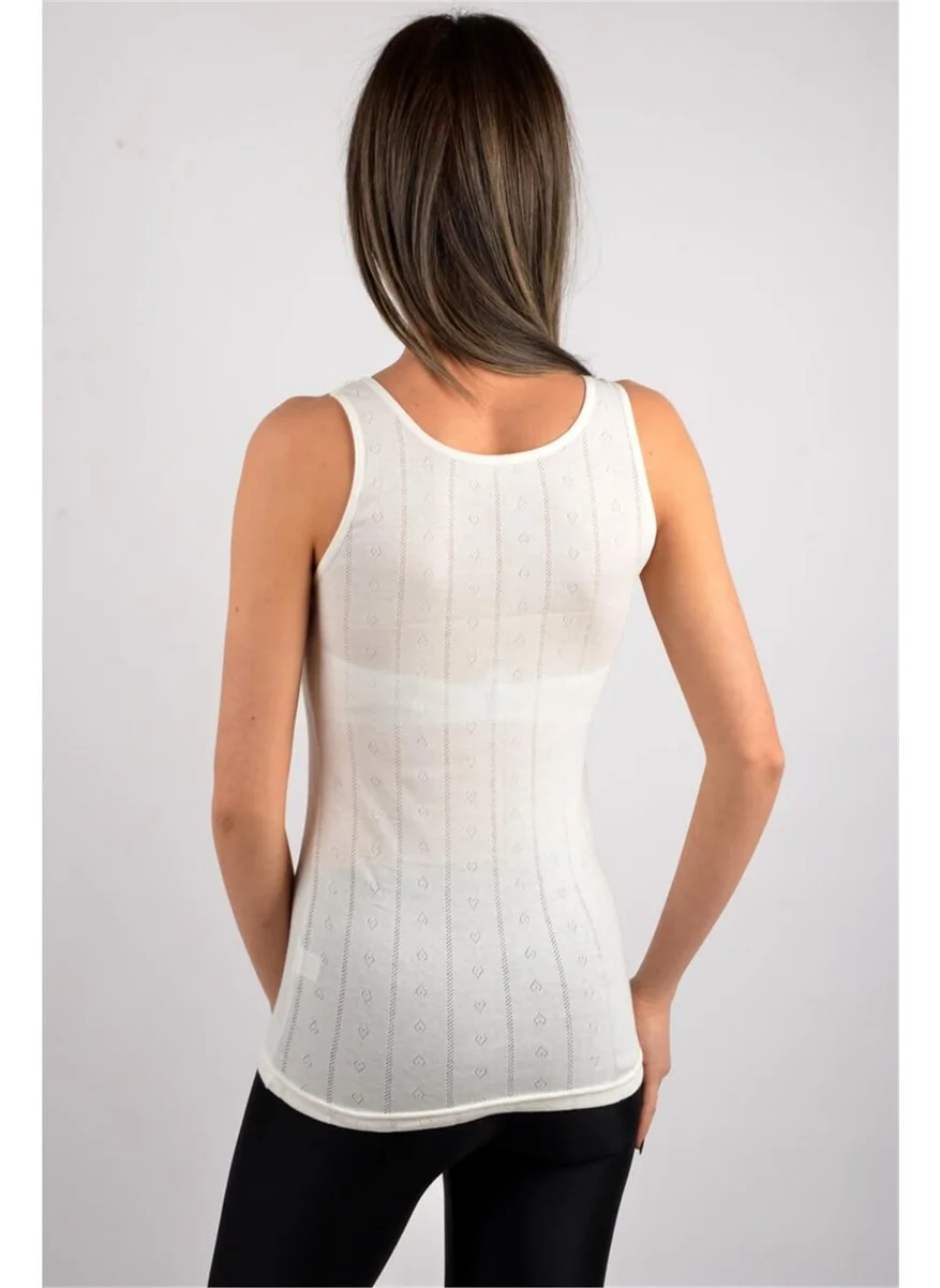 Tutku Passion 6 Piece Women 201 Jacquard Wide Strap Undershirt Ecru