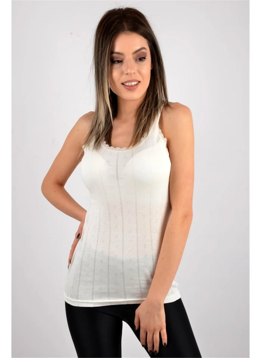 Tutku Passion 6 Piece Women 201 Jacquard Wide Strap Undershirt Ecru