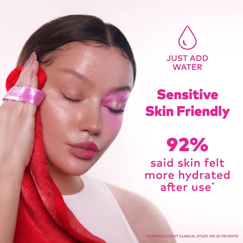 Makeup Eraser The Original MakeUp Eraser PRO, Effortlessly Remove All Makeup Using Only Water, Including Waterproof Mascara, Eyeliner, Foundation, Lipstick, Sunscreen,and More! Love Red, 1ct. - Image 4