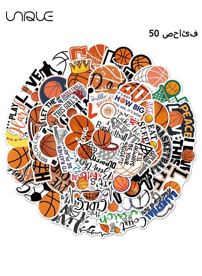 Unique 50Pcs Basketball Theme Stickers，Vinyl Waterproof Stickers for Water Bottles Laptop Phone Computer Guitar, Gifts for Teens, Girls, Fans - Image 1