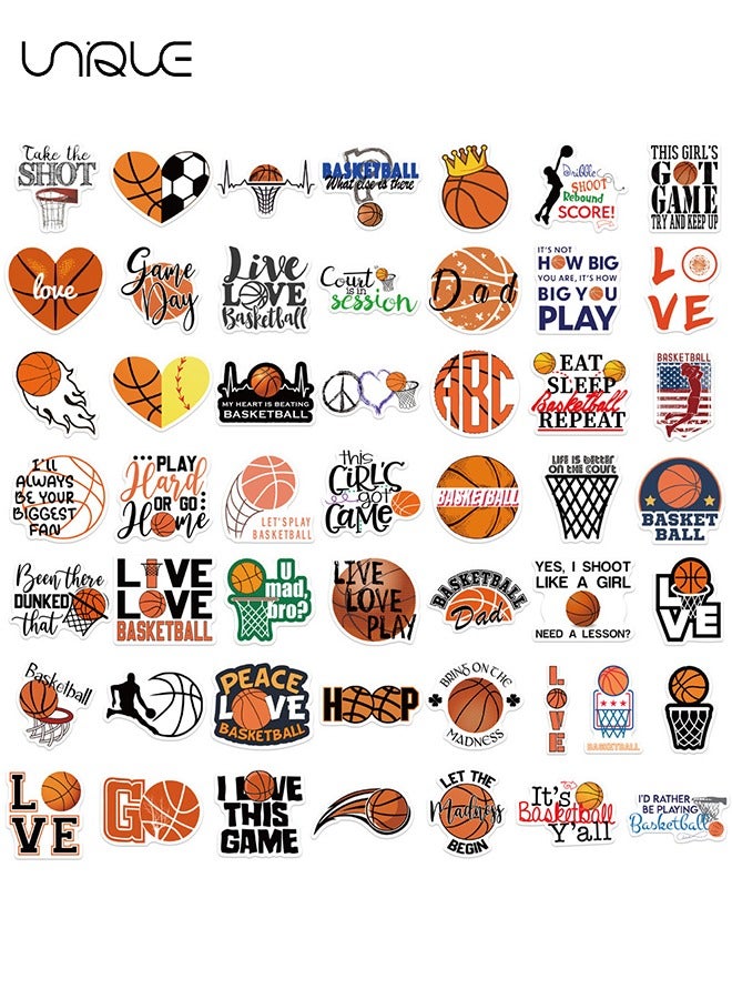 Unique 50Pcs Basketball Theme Stickers，Vinyl Waterproof Stickers for Water Bottles Laptop Phone Computer Guitar, Gifts for Teens, Girls, Fans - Image 2