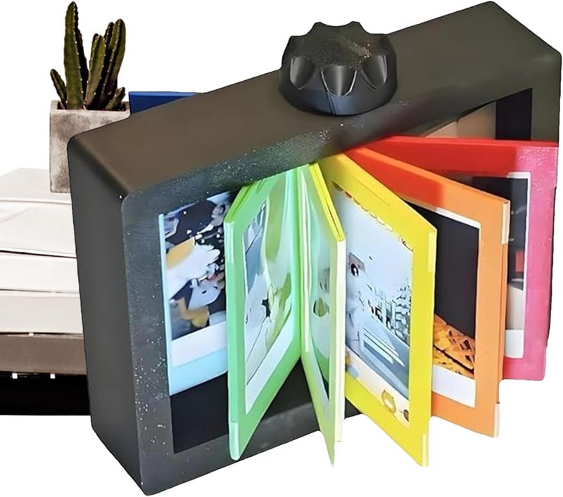 Photo Frame, Rotating Album Display, 360-Degree Hand Crank Feature, Tabletop Ornament Decor, Holds 12 Cards, Ideal for Home, Father’s Day, Family, Friends, Living Room, Bedroom - Image 1