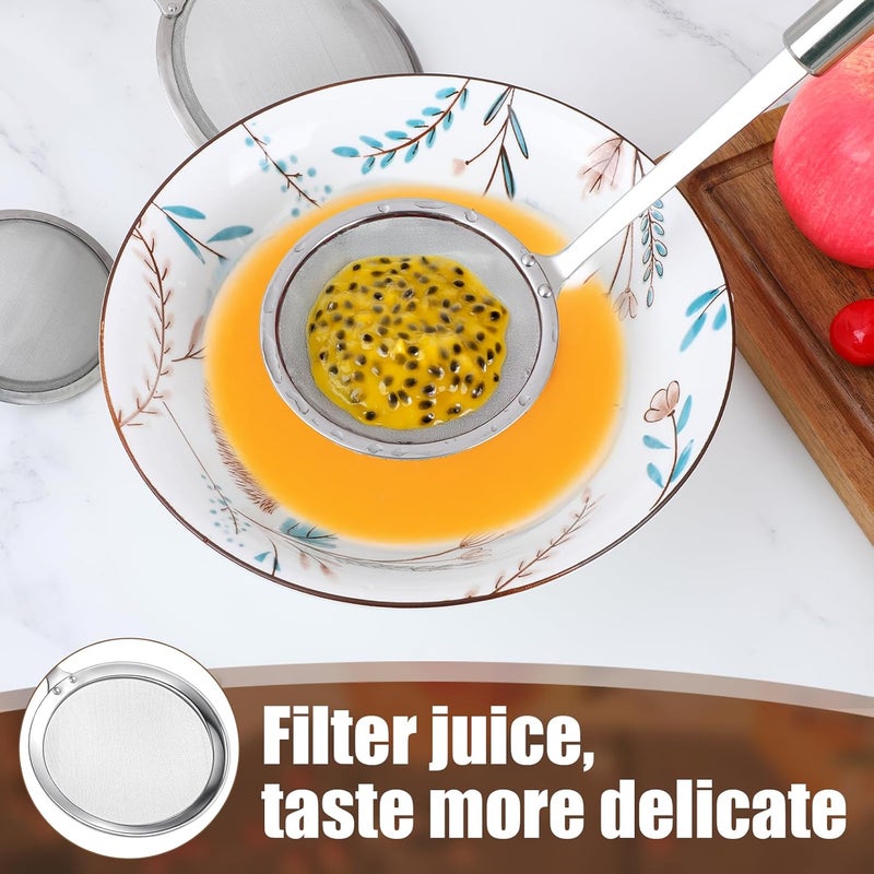 Bruislard 5 Pack Fine Mesh Skimmer Spoon Slotted Spoon Stainless Steel Hot Pot Fat Strainer Metal Food Strainer for Separation of the Floating Foam, Fat, Grease, Kitchen Cooking Mesh Food Strainers - Image 3