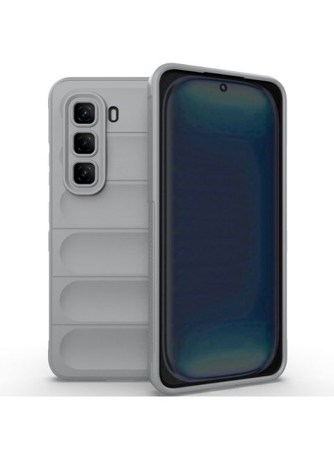 جراب خلفي من السيليكون عالي الجودة متوافق مع هاتف Infinix Hot 50 4G/Hot 50 Pro 5G/Hot 50 Pro+ 4G جراب Magic Shield مقاوم للصدمات مع حماية للكاميرا (رمادي)