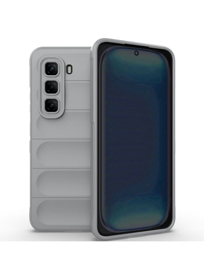 جراب خلفي من السيليكون عالي الجودة متوافق مع هاتف Infinix Hot 50 4G/Hot 50 Pro 5G/Hot 50 Pro+ 4G جراب Magic Shield مقاوم للصدمات مع حماية للكاميرا (رمادي)