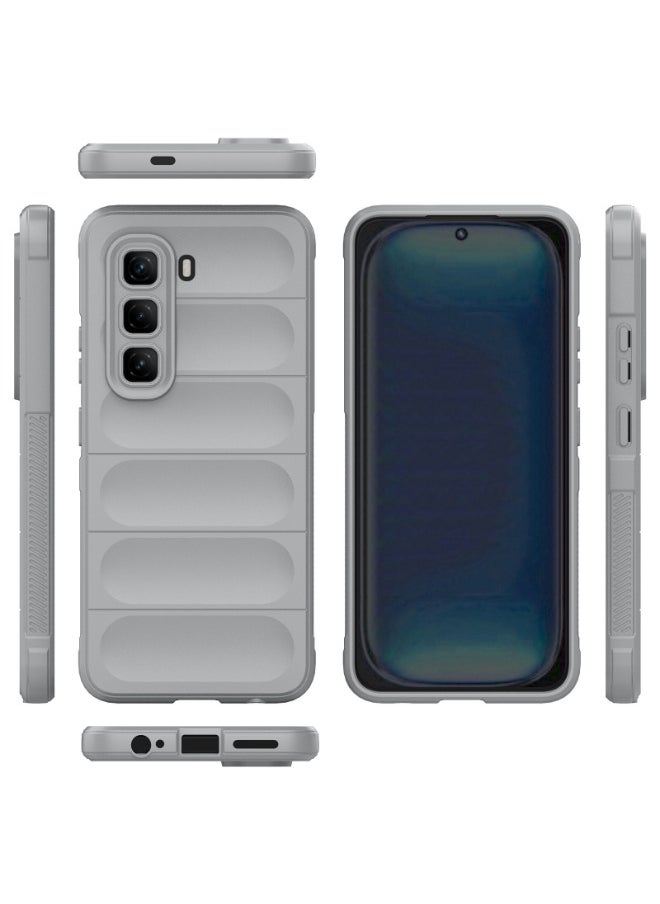 جراب خلفي من السيليكون عالي الجودة متوافق مع هاتف Infinix Hot 50 4G/Hot 50 Pro 5G/Hot 50 Pro+ 4G جراب Magic Shield مقاوم للصدمات مع حماية للكاميرا (رمادي)