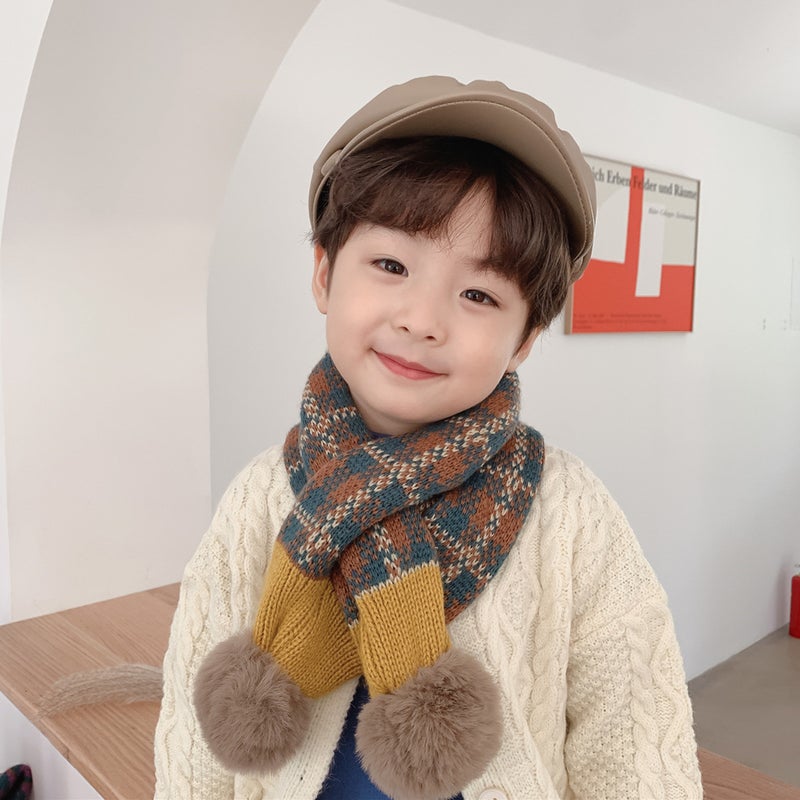 Christmas children''s scarf winter warm boys and girls scarf soft baby collar Korean style knitted fur ball scarf fashion - Image 3