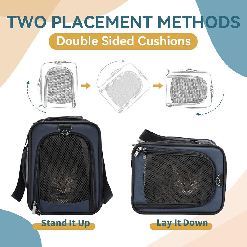 Petsfit Cat Dog Transport Bag, Washable and Foldable Cat Transport Bag for Dogs, Cat Transport Box for Travel by Plane/Car/Train, Blue - Image 2