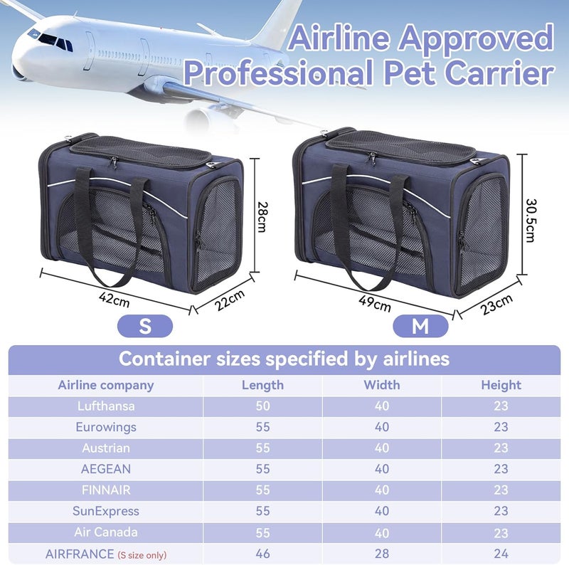 Petsfit Cat Dog Transport Bag, Washable and Foldable Cat Transport Bag for Dogs, Cat Transport Box for Travel by Plane/Car/Train, Blue - Image 3