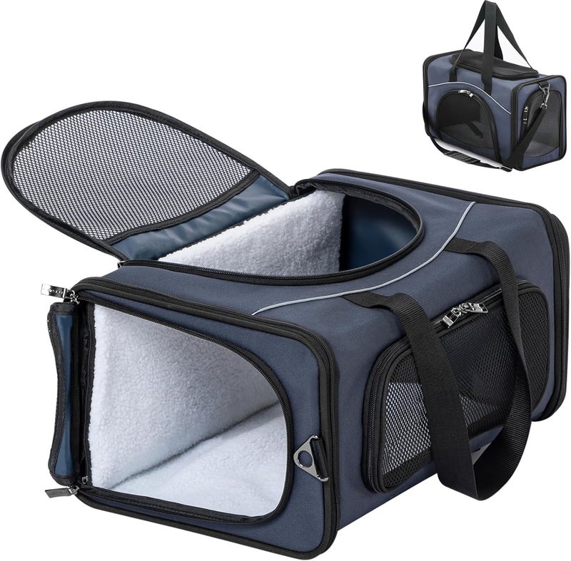 Petsfit Cat Dog Transport Bag, Washable and Foldable Cat Transport Bag for Dogs, Cat Transport Box for Travel by Plane/Car/Train, Blue - Image 1