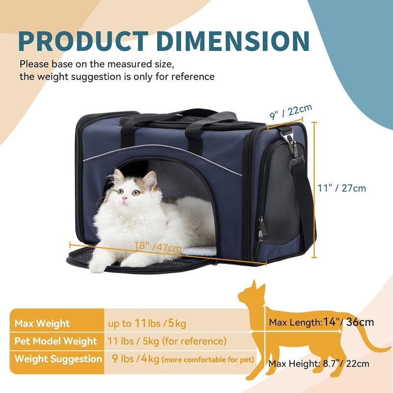 Petsfit Cat Dog Transport Bag, Washable and Foldable Cat Transport Bag for Dogs, Cat Transport Box for Travel by Plane/Car/Train, Blue - Image 4