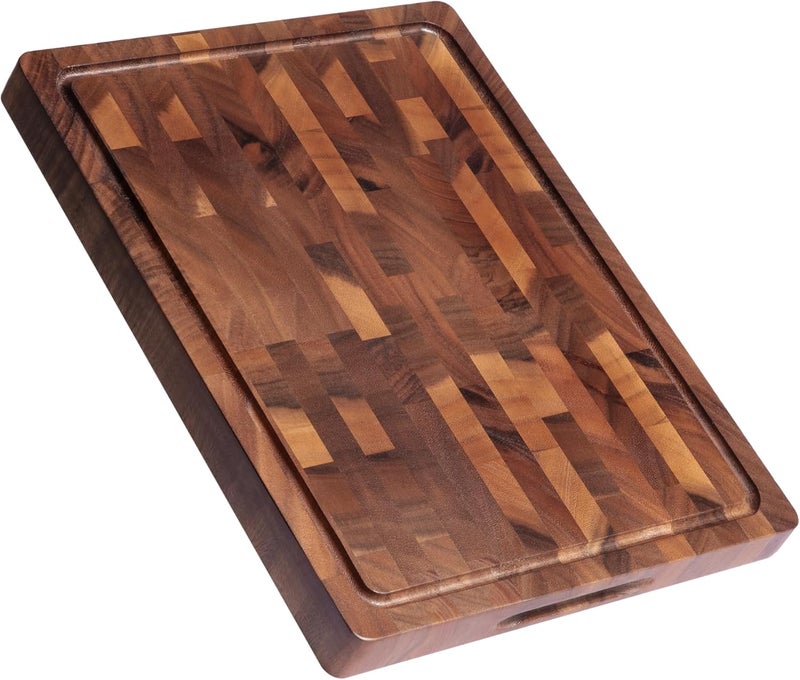 thetchry Walnut Wood Cutting Boards for Kitchen, Large Chopping Board Double Sided, End Grain Cutting Board with Handle, Charcuterie Butcher Block for Meal Prep & Serving with Gift Box, 17"×13"×1" - Image 1