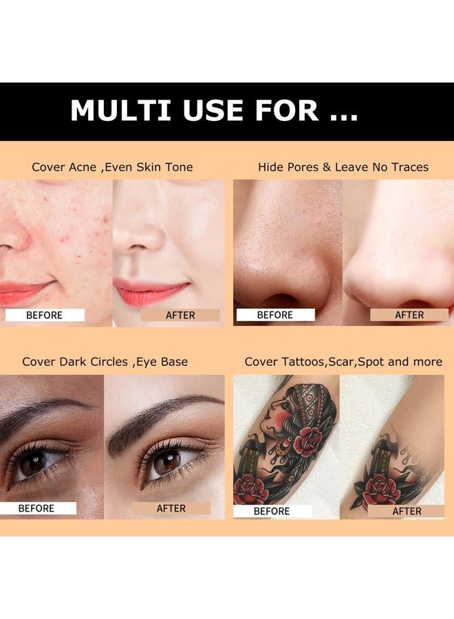 VERONNI خافي عيوب مكياج الوجه تغطية مكياج مقاوم للماء أساس مذهل خافي عيوب الندوب SPF 30 1.1 أونصة/30 جرام (223) - Image 4