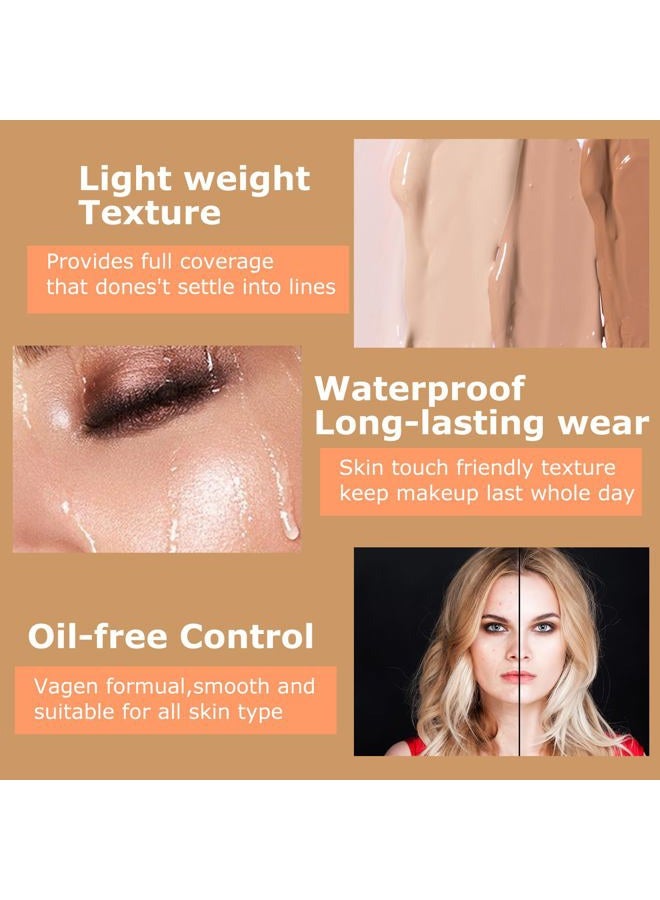 VERONNI خافي عيوب مكياج الوجه تغطية مكياج مقاوم للماء أساس مذهل خافي عيوب الندوب SPF 30 1.1 أونصة/30 جرام (223) - Image 5