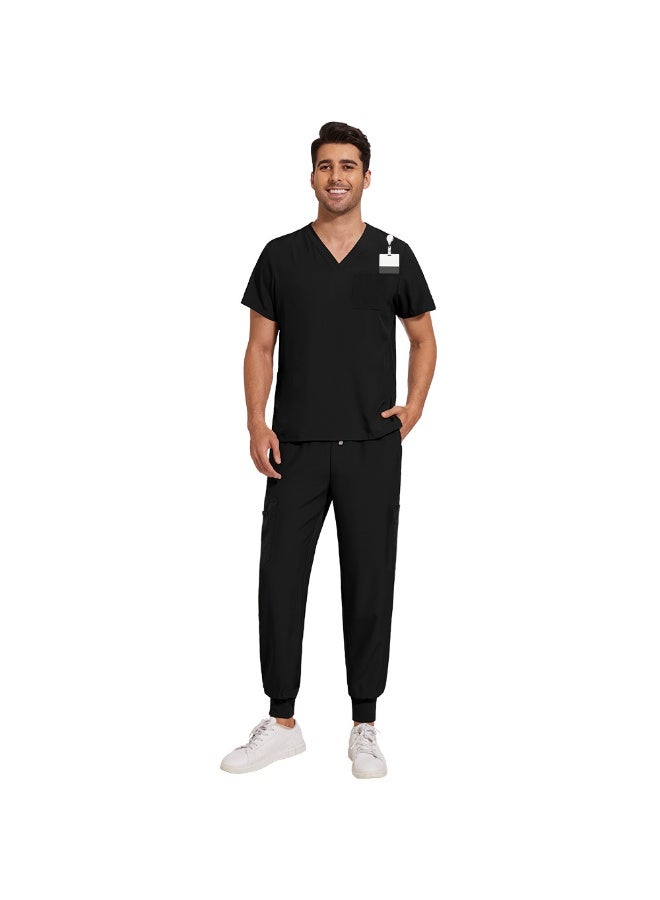 NIBEMINENT Men'S Suit  V-Neck Medical Suit Men'S Comfortable Suit Hospital Work Simple Professional Work Clothing Medical Place - Image 1