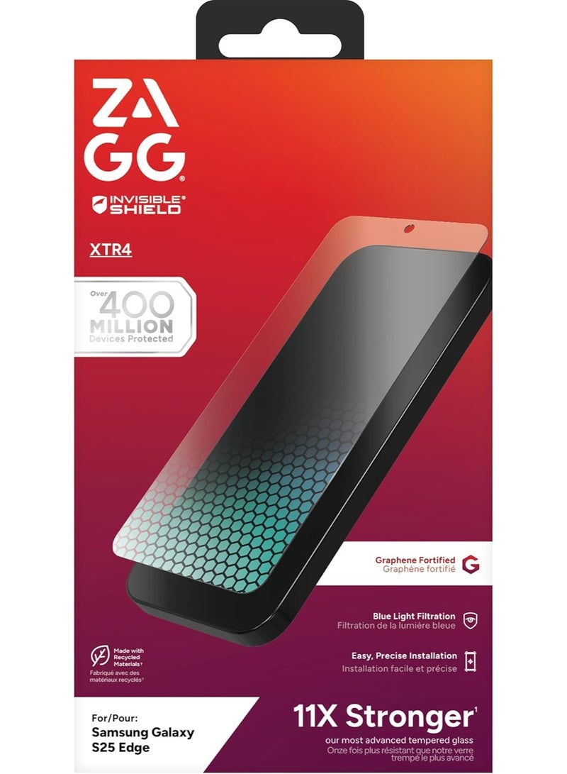 زاج واقي شاشة InvisibleShield XTR4 الشفاف لهاتف Samsung Galaxy S25 Edge - حماية فائقة