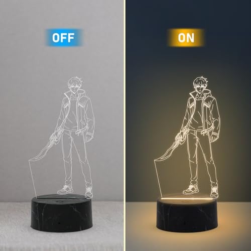 GIFTMEBAZAR 3D Illusion Anime LED Desk Table Lamp with Warm White Light & USB Powered | Anime Lover Gift | Birthday Gift for Anime Fans | Anime Home Decor Light (Sungjinwoo456) - Image 3