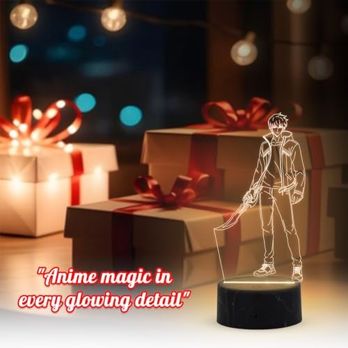 GIFTMEBAZAR 3D Illusion Anime LED Desk Table Lamp with Warm White Light & USB Powered | Anime Lover Gift | Birthday Gift for Anime Fans | Anime Home Decor Light (Sungjinwoo456) - Image 2