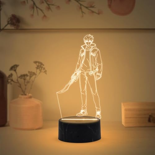 GIFTMEBAZAR 3D Illusion Anime LED Desk Table Lamp with Warm White Light & USB Powered | Anime Lover Gift | Birthday Gift for Anime Fans | Anime Home Decor Light (Sungjinwoo456) - Image 1