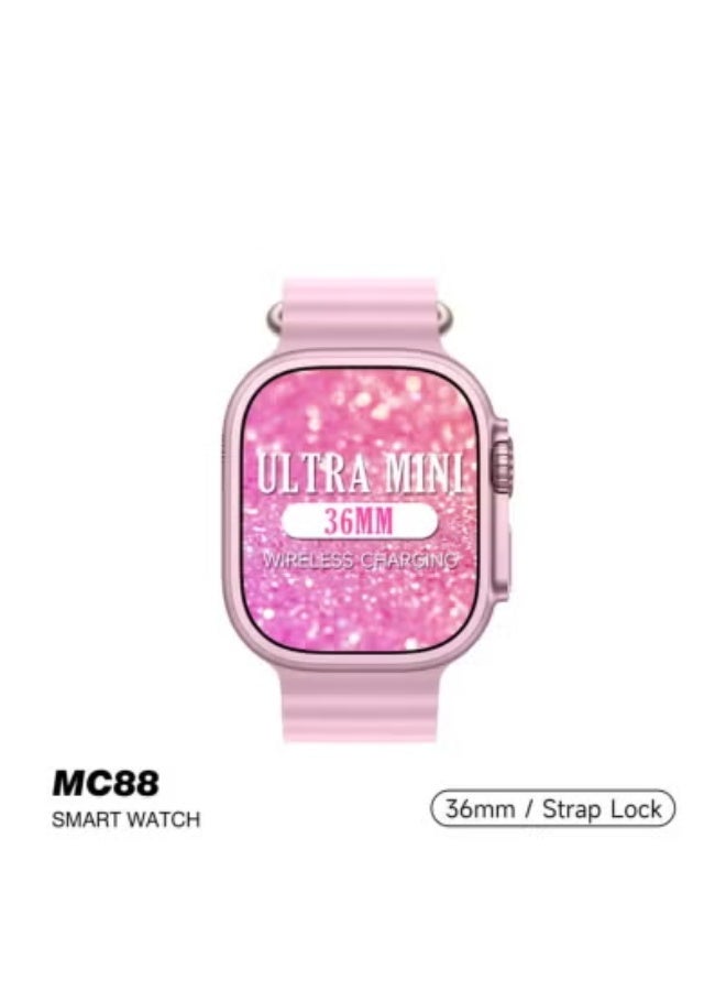 modio MC88 Ultra Mini 36mm Smart Watch in Pink – Compact and Stylish Wearable with Wireless Charging Strap and Secure Screw Lock – High-Performance Fitness Tracker with Heart Rate Monitor, Sleep Tracking, Notifications, and Long Battery Life – Perfect for Women and Men Who Value Elegance and Functionality - Image 4