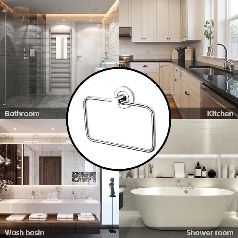 N M Z Wall Square Towel Holder Ring |Stainless Steel Towel Hanger| Towel, Napkin Holder for Kitchen, Bathroom (1 pc) - Image 5