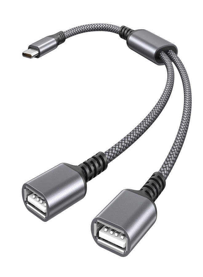بيز سايلور كابل Basesailor USB-C ذكر إلى منفذي USB أنثى مزدوجين، بطول 30 سم، محول Thunderbolt 3 إلى منفذي USB-A 2.0 OTG، موزع متعدد لأجهزة iPhone 15 Max وMacBook Pro وiPad Air 4 و5 وMini 6 وSurface GO وS23 - Image 1