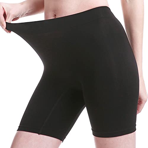 MELERIO Women's Slip Shorts, Comfortable Boyshorts Panties, Anti-chafing Spandex Shorts for Under Dress (Black, 4-6) - Image 1