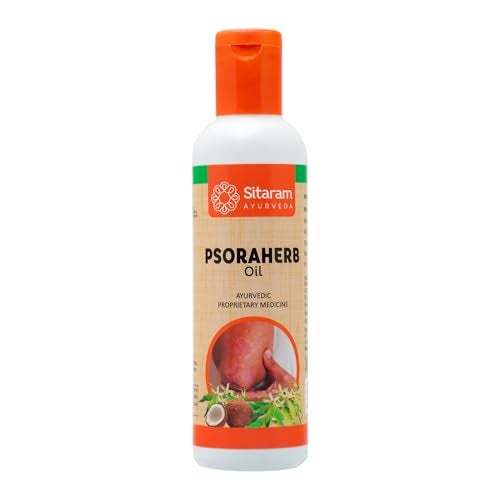 Sitaram Ayurveda Psora Herb Oil | Herbal Skin & Scalp Care with Wrightia Tinctoria & Coconut Oil| Nourishes,Hydrates & Soothes Itchy Skin| Dandruff Relief |100 ml(Pack of 3) - Image 1